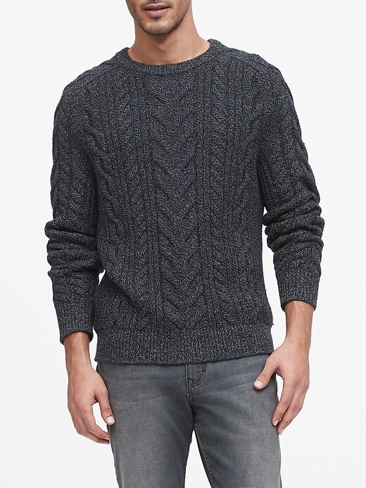 Wool Blend Cable Knit Sweater Banana Republic