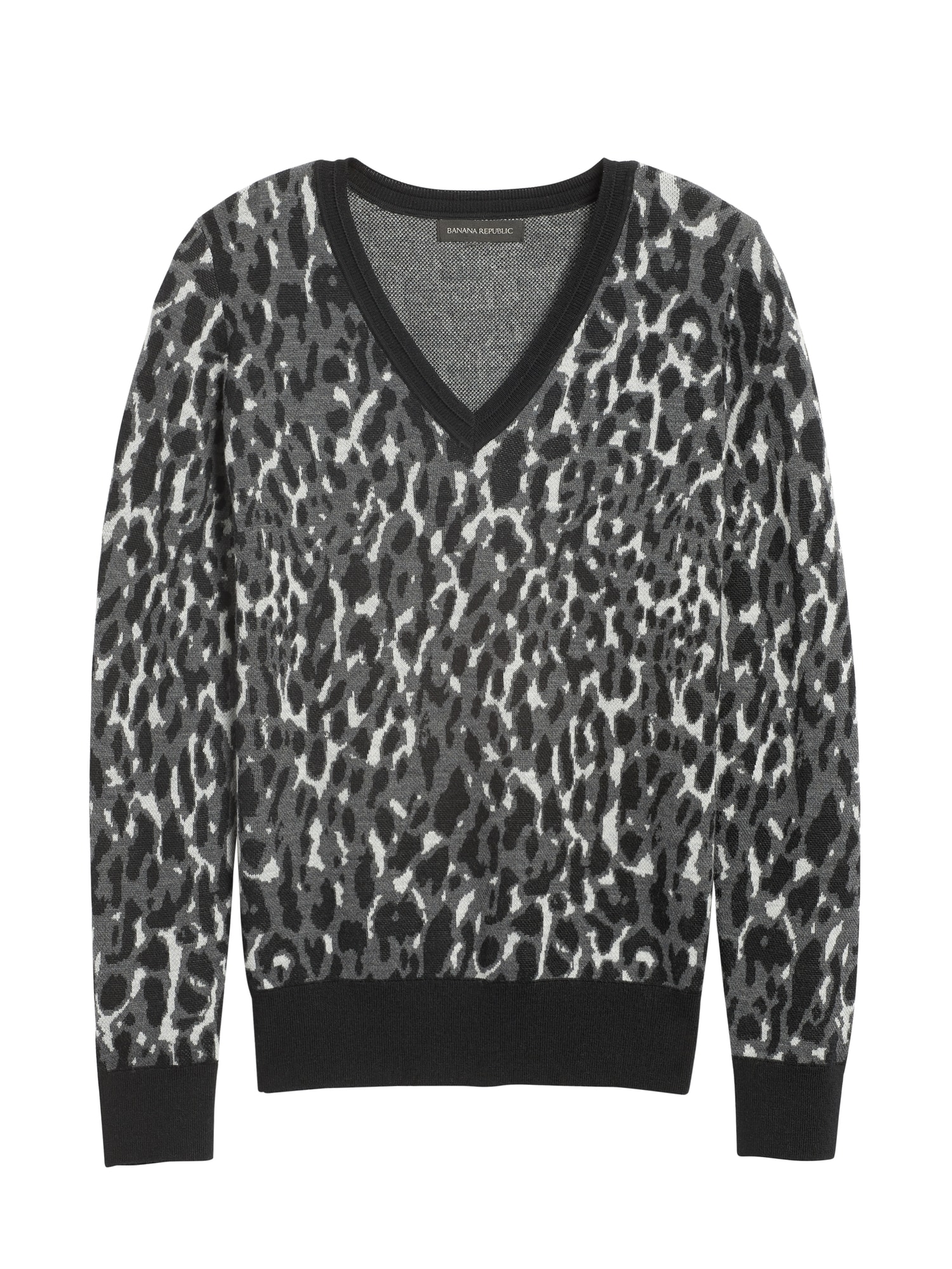 Petite Leopard V-Neck Sweater