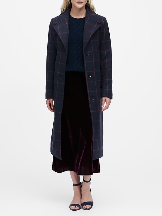 Plaid Italian Melton Long Coat