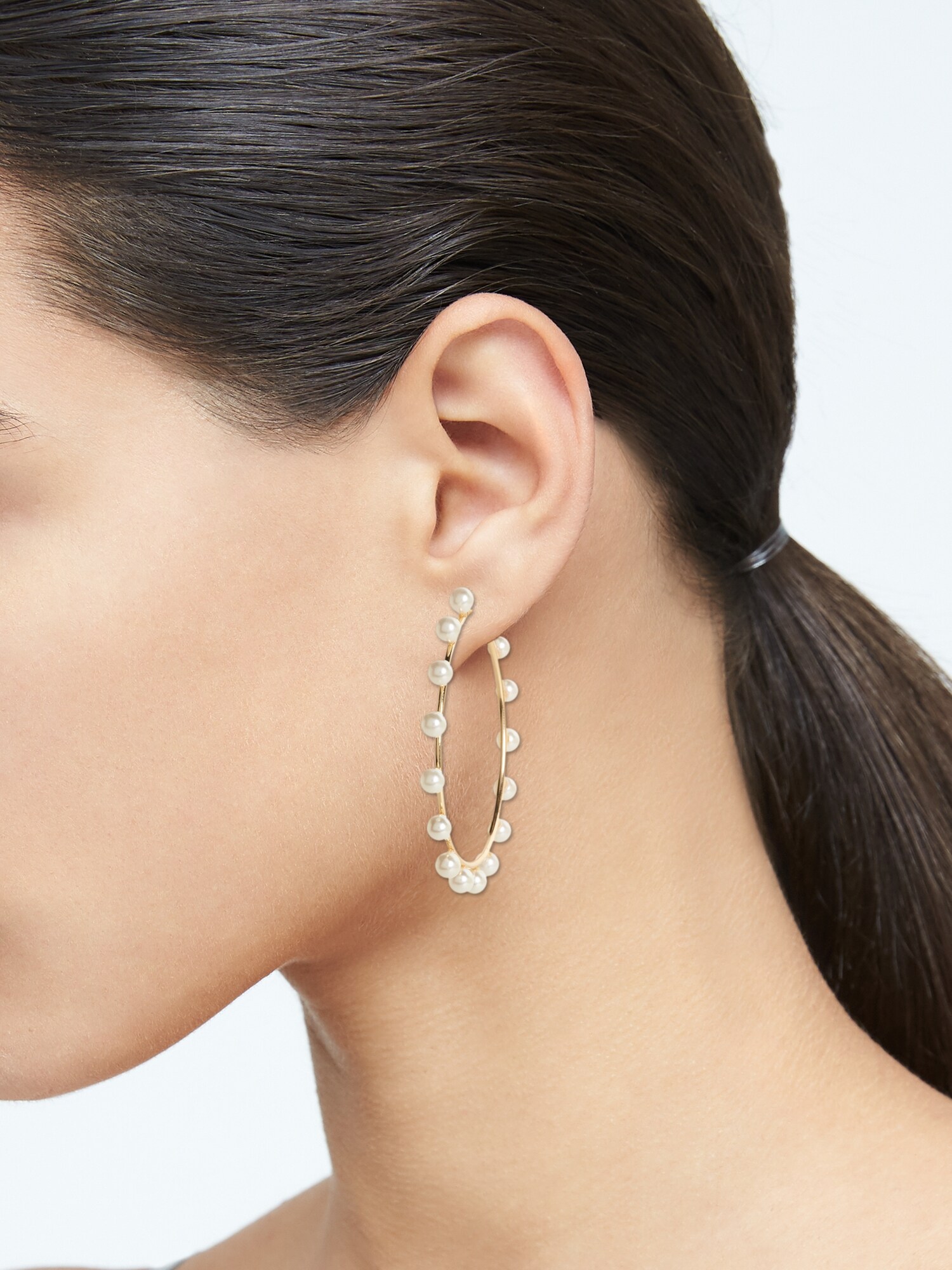 Pearl Large Hoop Earrings