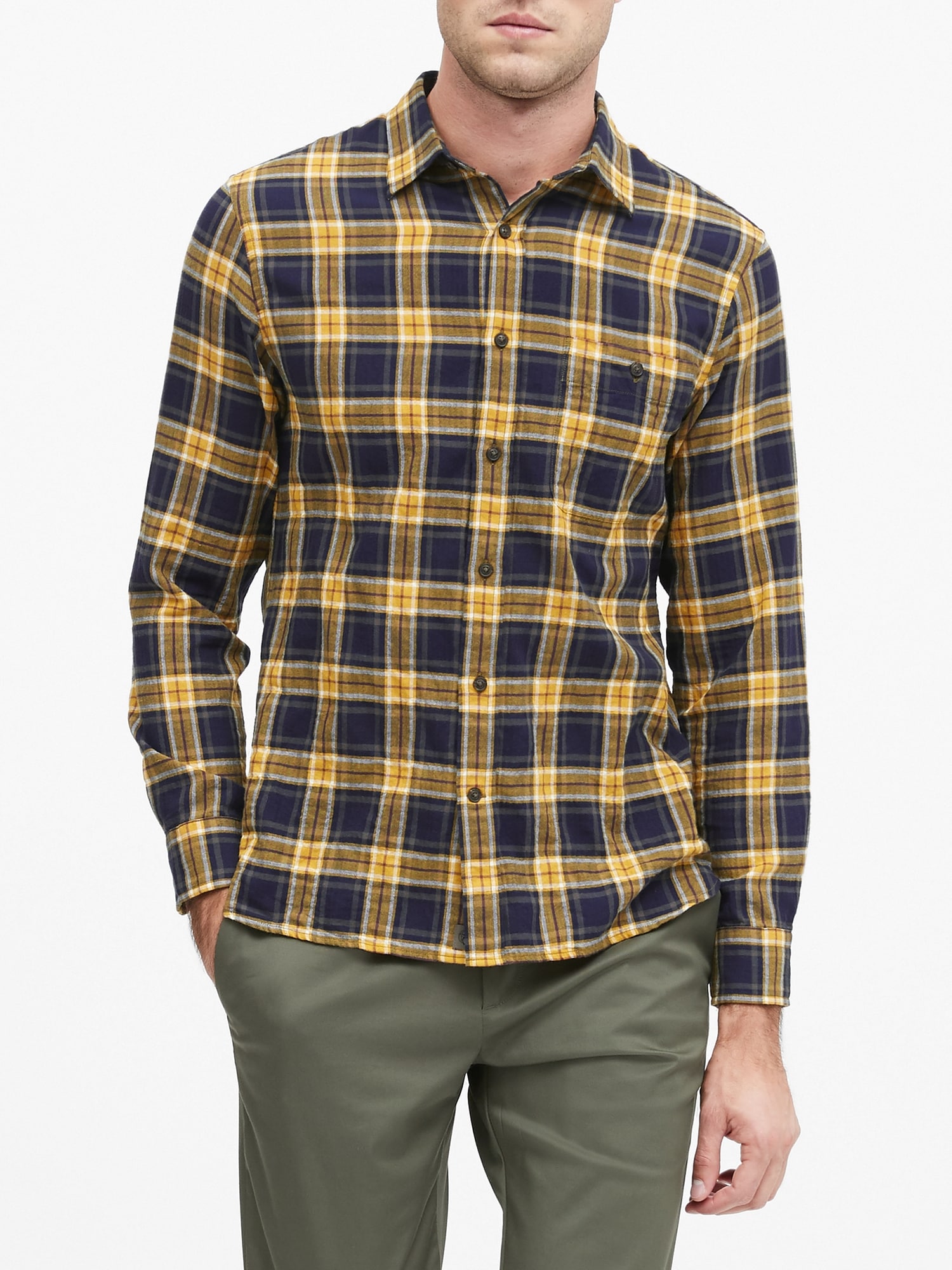 Untucked Slim-Fit Crinkle Flannel Shirt