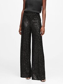 High-Rise Wide-Leg Sequin Pant