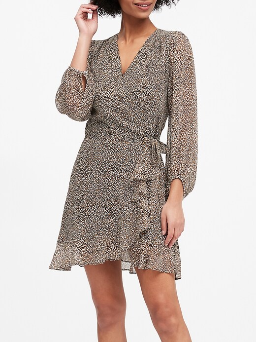 Banana republic floral ruffle wrap dress online