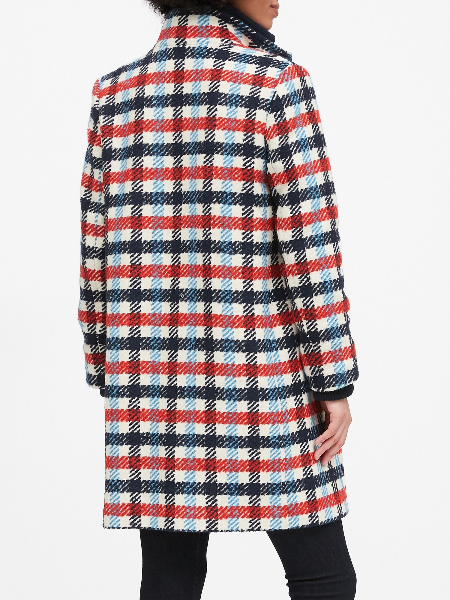 Petite Italian Plaid Stadium Coat