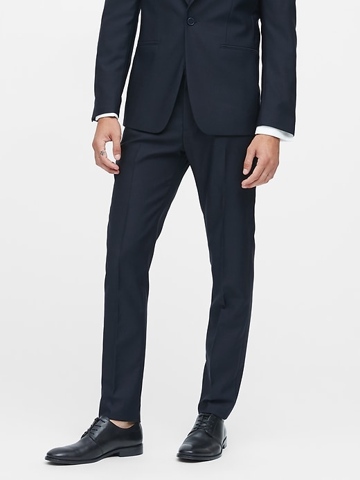 Image number 1 showing, Slim Tapered Navy Italian Wool Tuxedo Pant