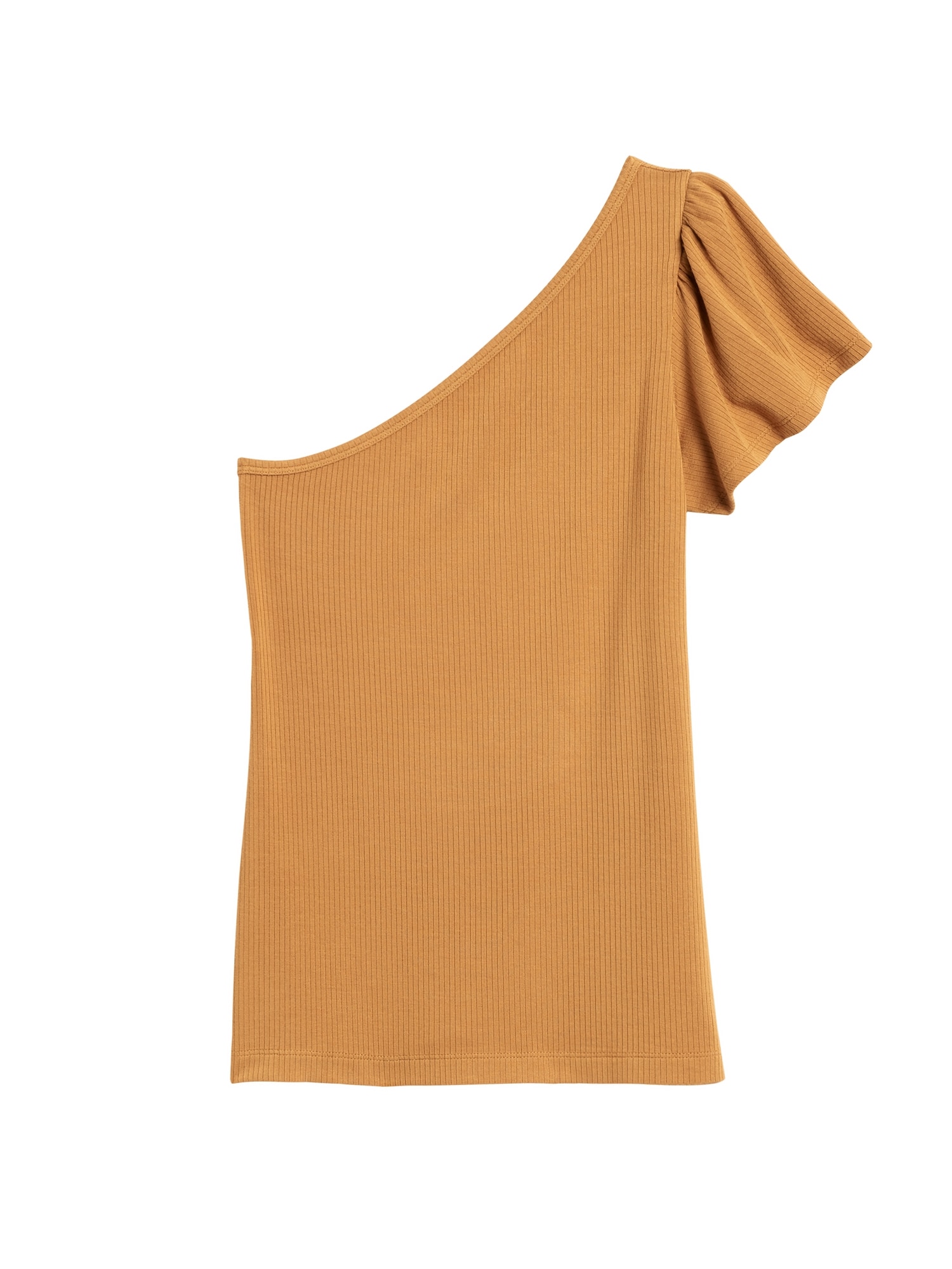 Petite Ribbed One-Shoulder Top