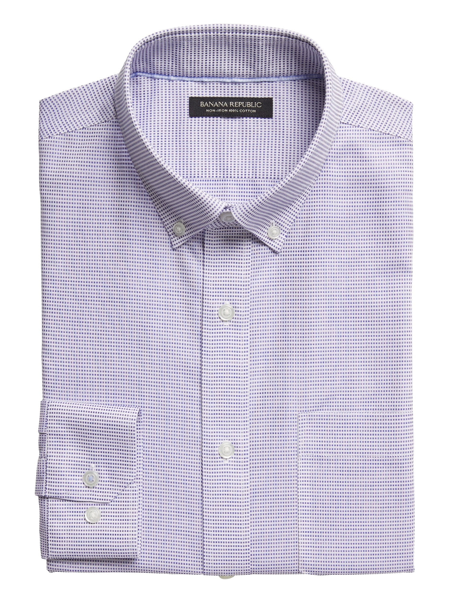 Slim-Fit Non-Iron Dress Shirt with Button-Down Collar