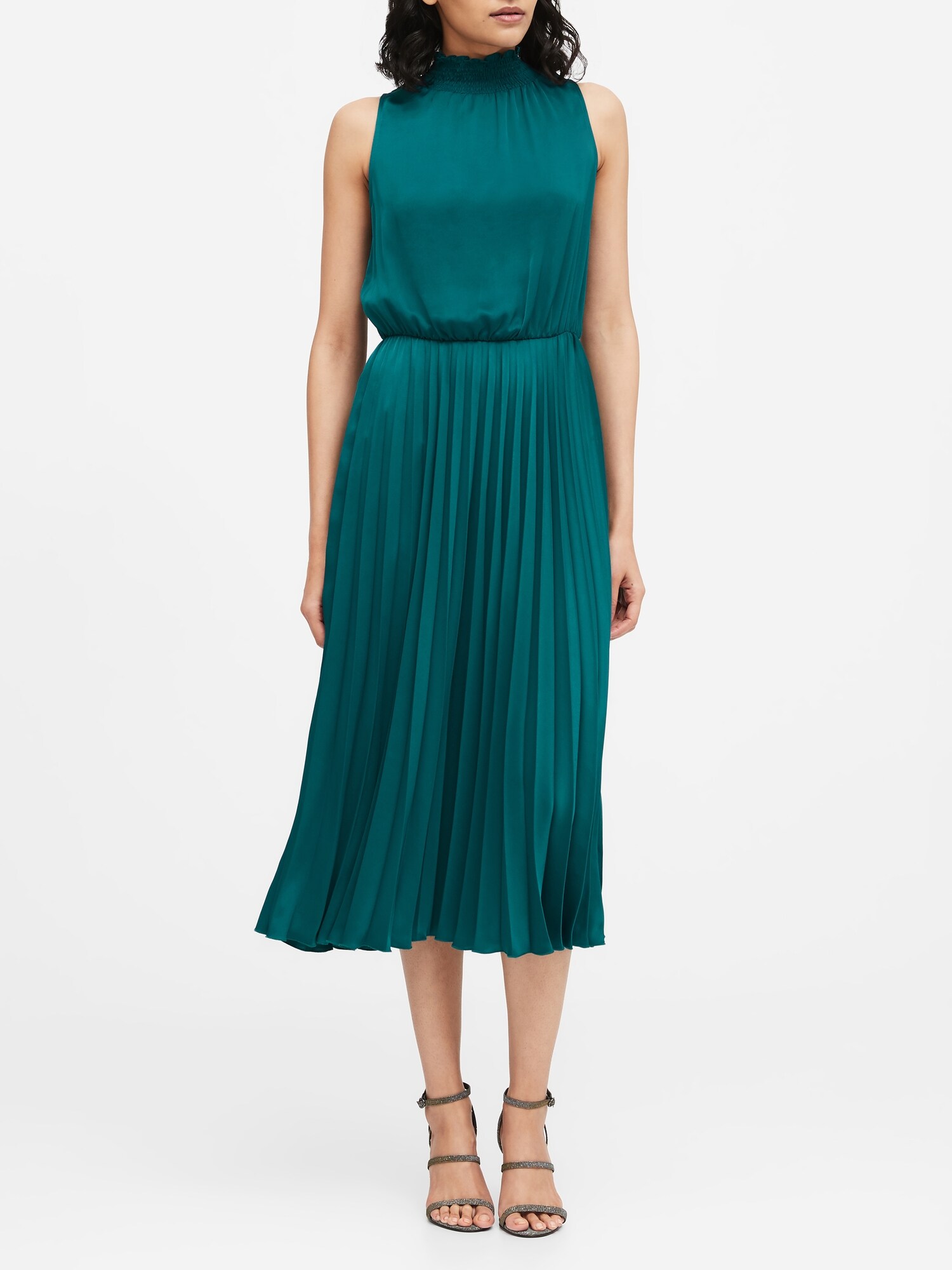 Robe Midi Plissée Banana Republic Noire Et Blanche Taille 8 - Neuve Avec étiquette