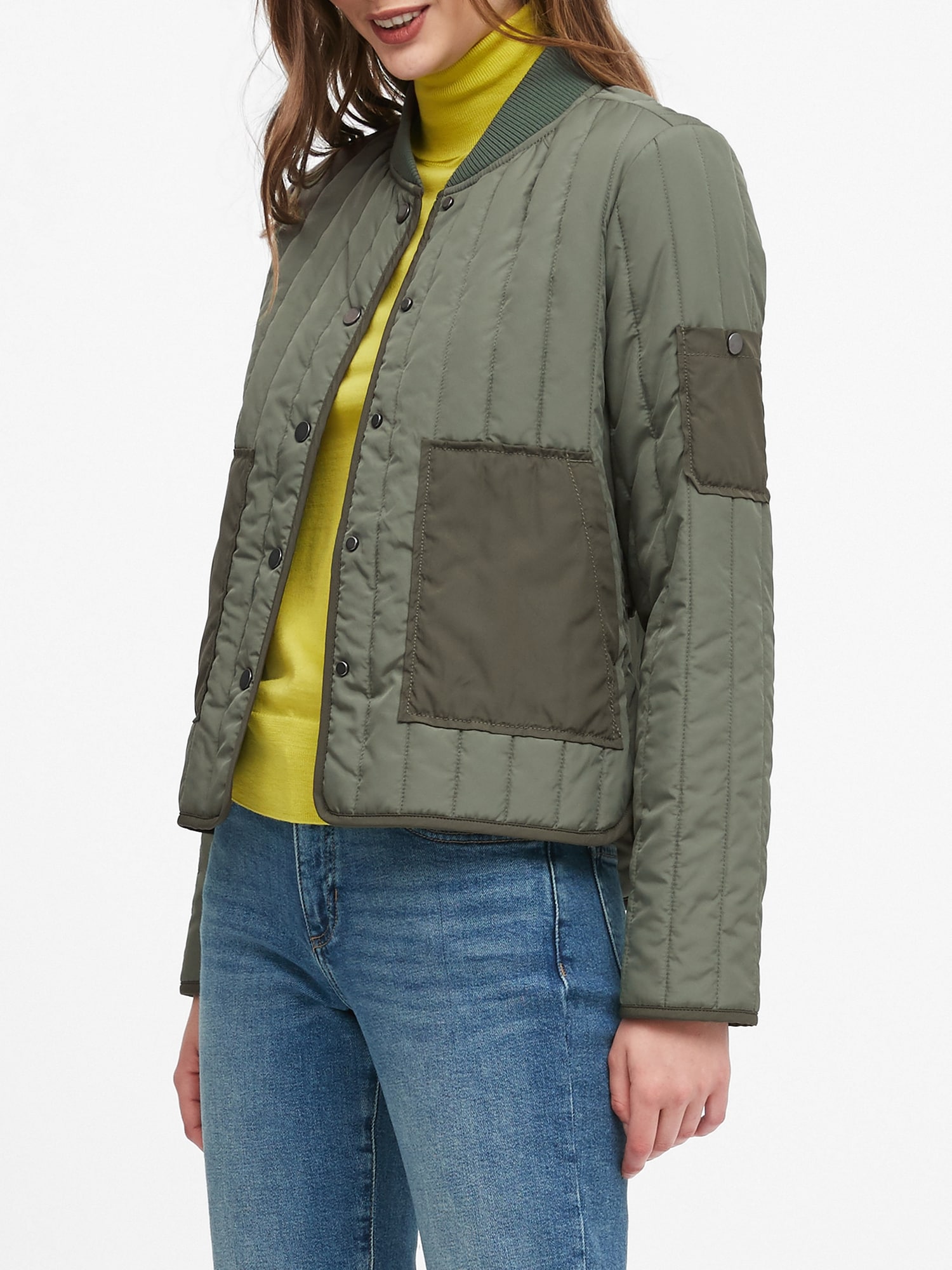 Petite WaterResistant Quilted Jacket Banana Republic