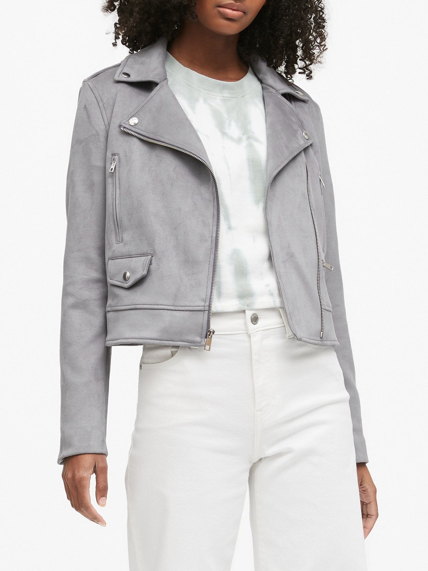 Petite suede hotsell moto jacket