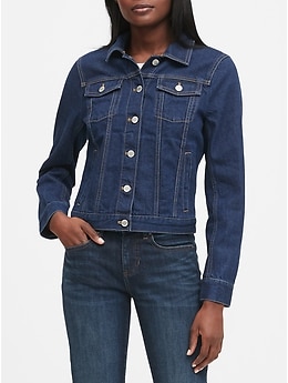 Petite Denim Trucker Jacket Dark Wash