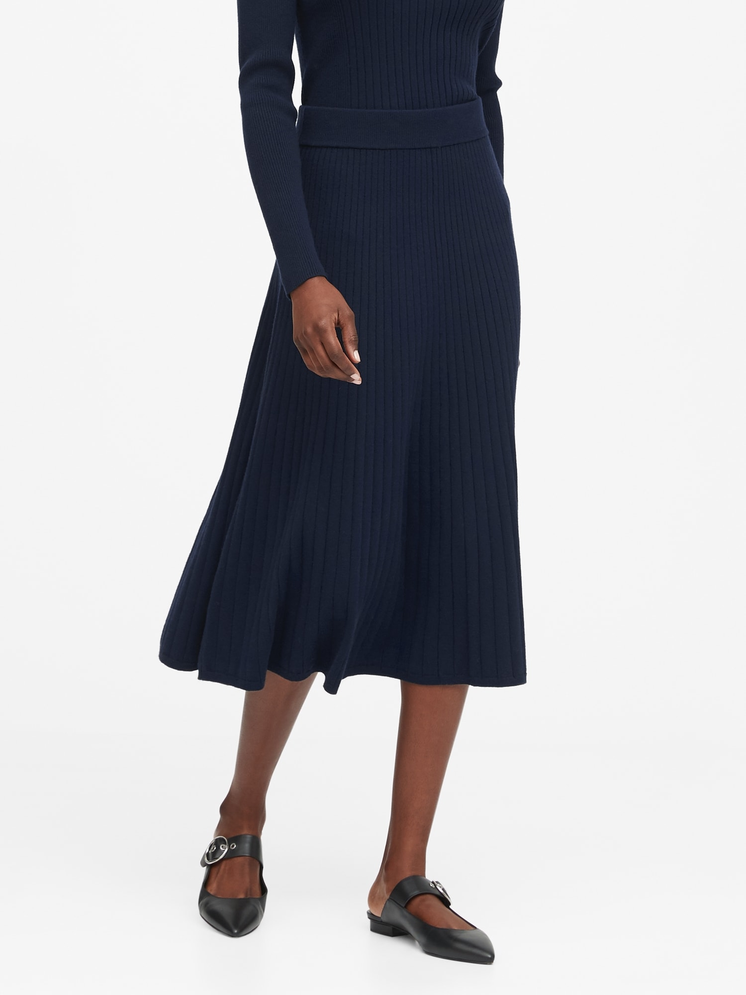 Navy blue ribbed skirt sale