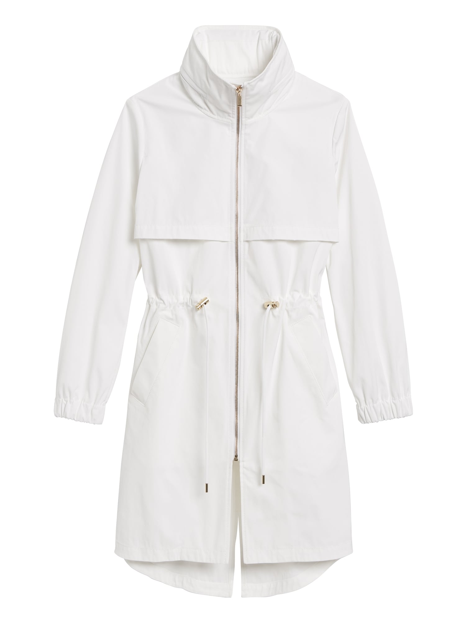 white rain jacket