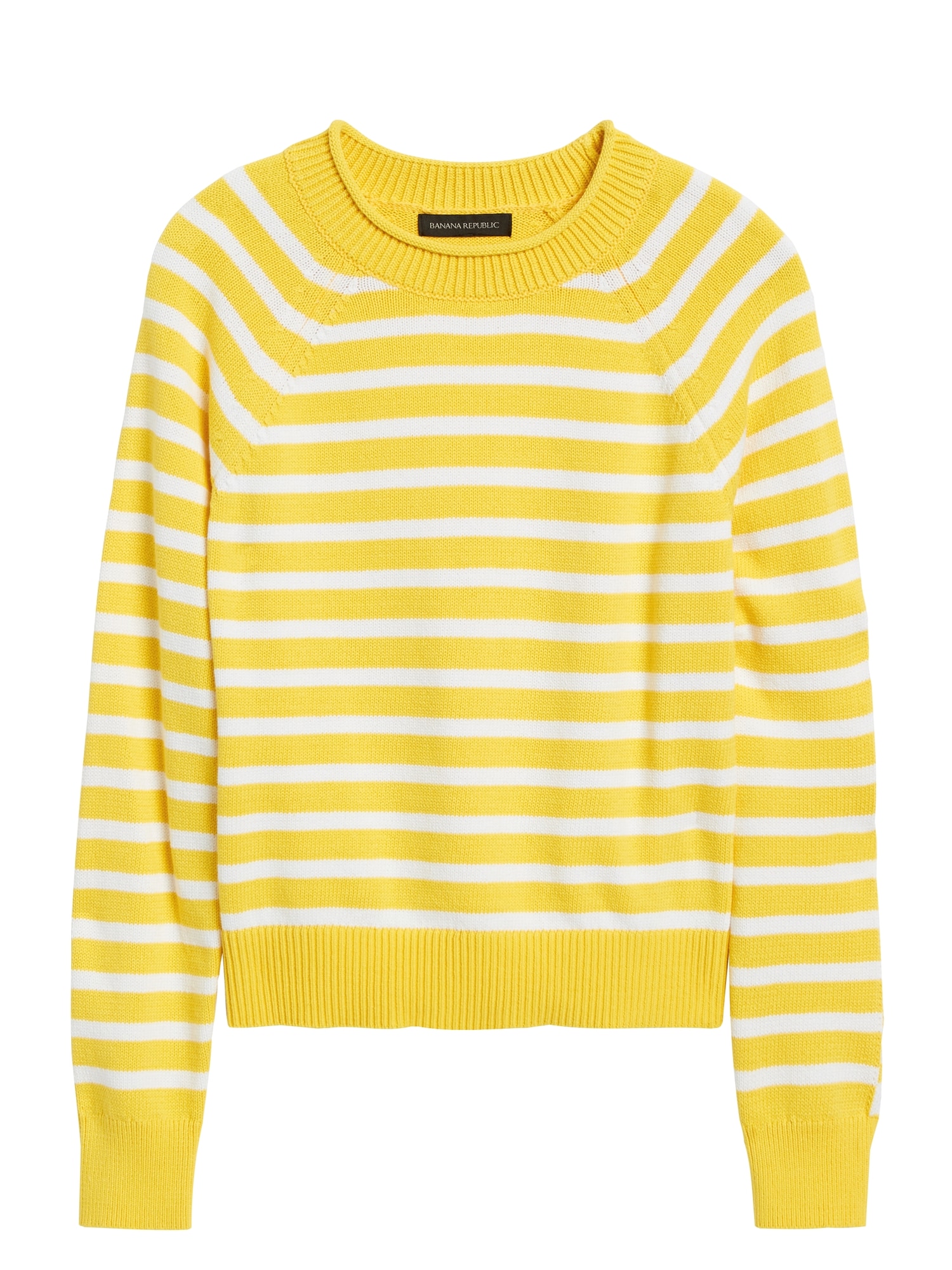 Petite Stripe Cotton-Blend Cropped Sweater