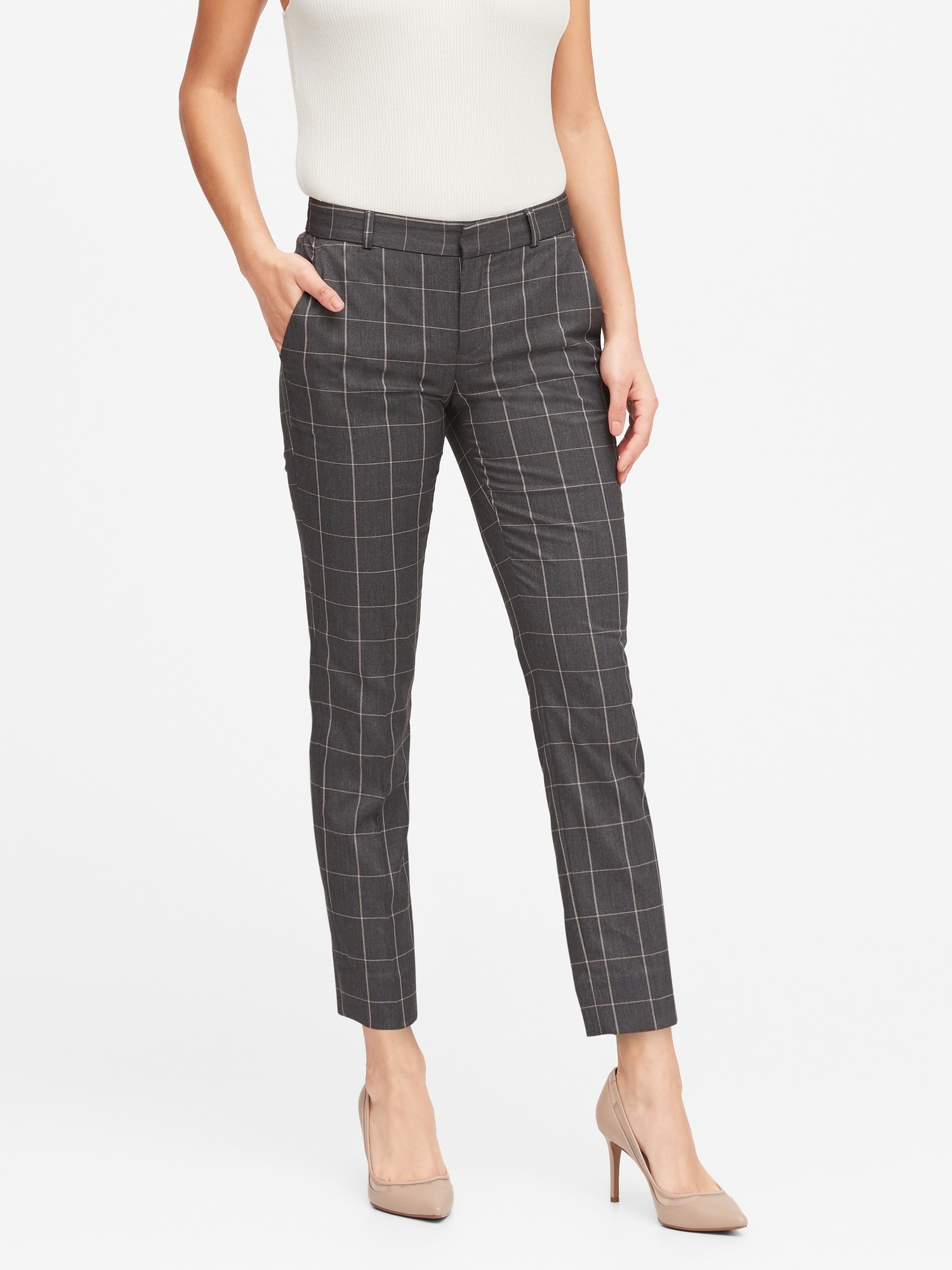 Avery Straight-Fit Plaid Ankle Pant