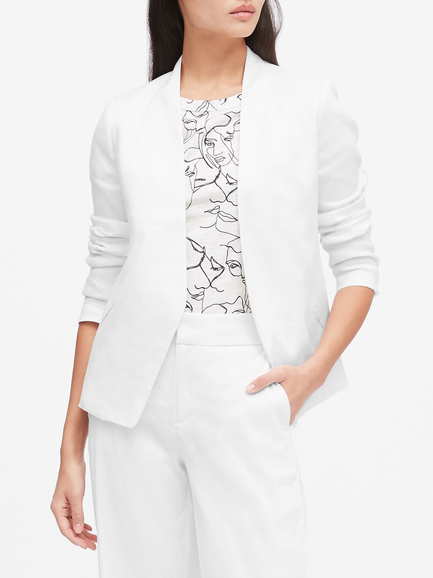 Petite hotsell collarless blazer