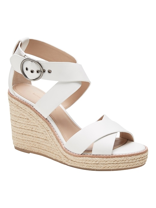 Leather Espadrille Wedge Sandal