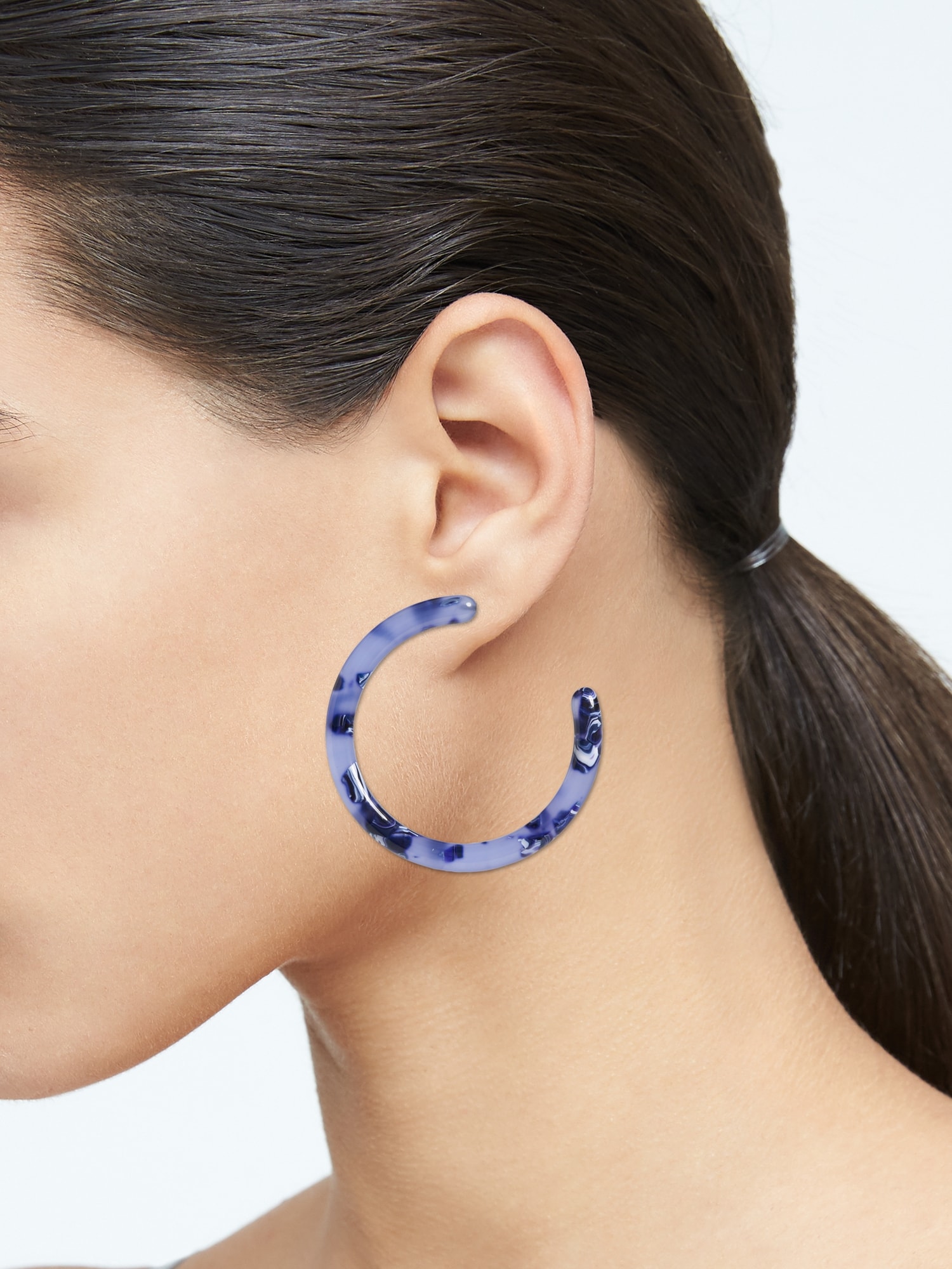 Blue Resin Hoop Earrings