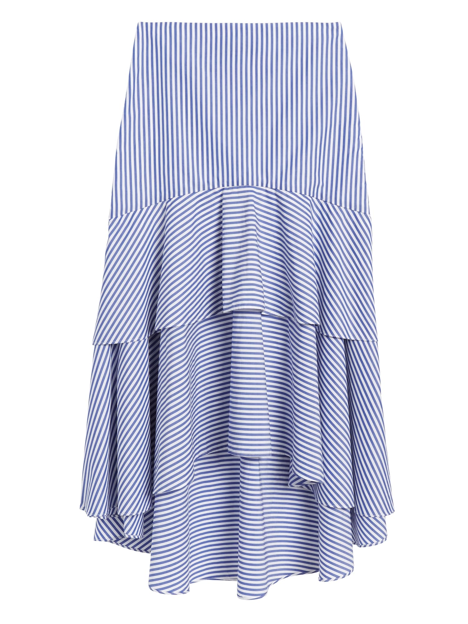 Stripe Poplin High-Low Skirt