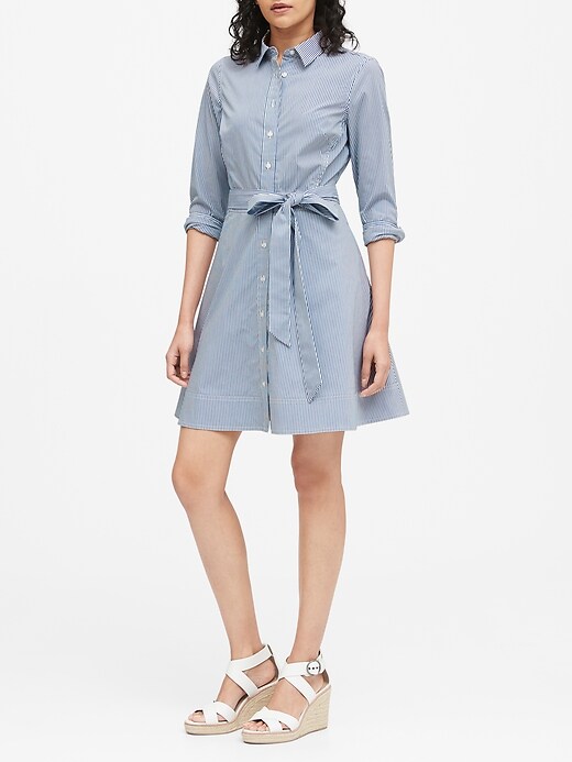 Stripe Poplin Shirt Dress Banana Republic