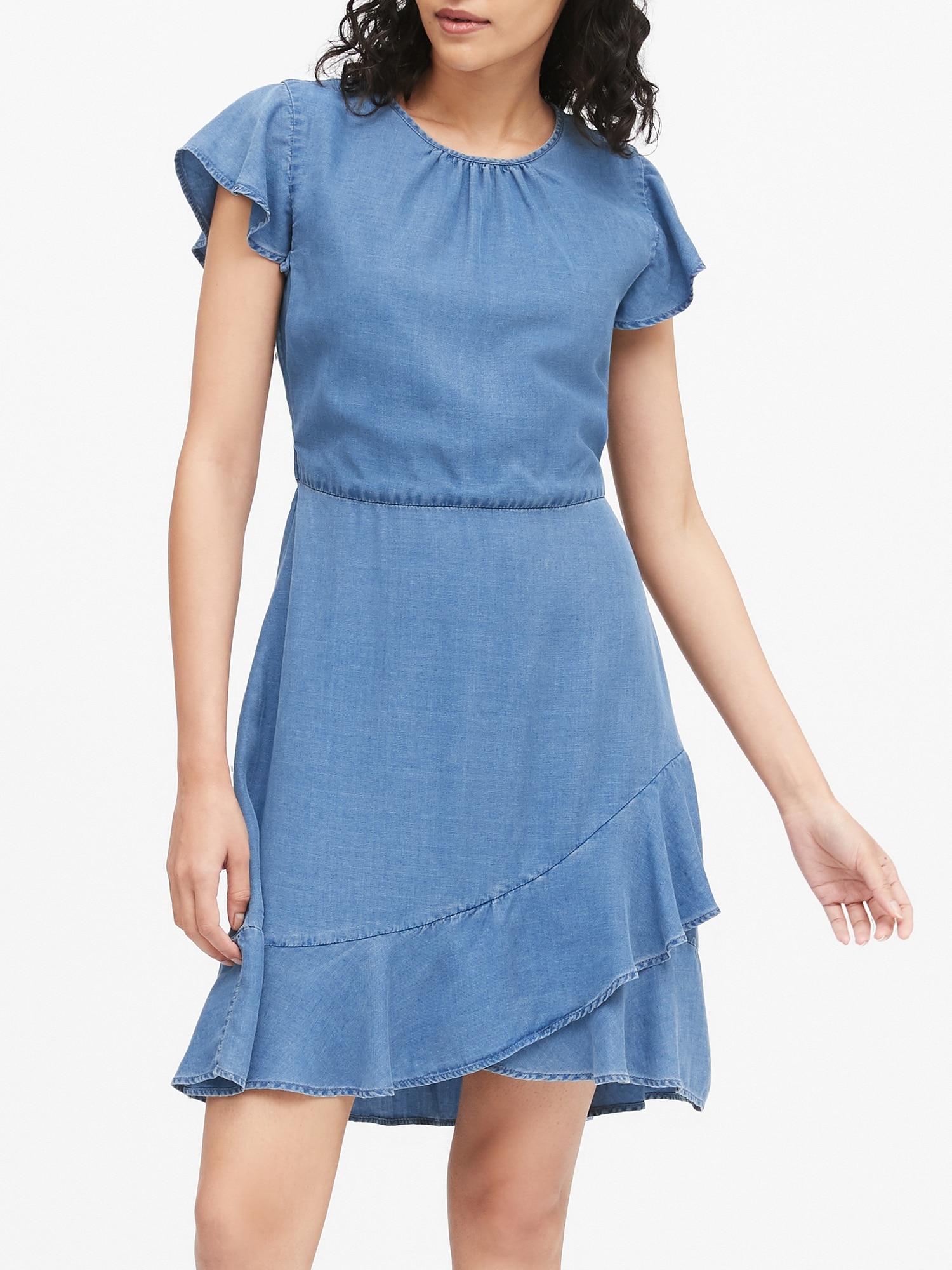 TENCEL&#153 Flutter-Sleeve Mini Dress
