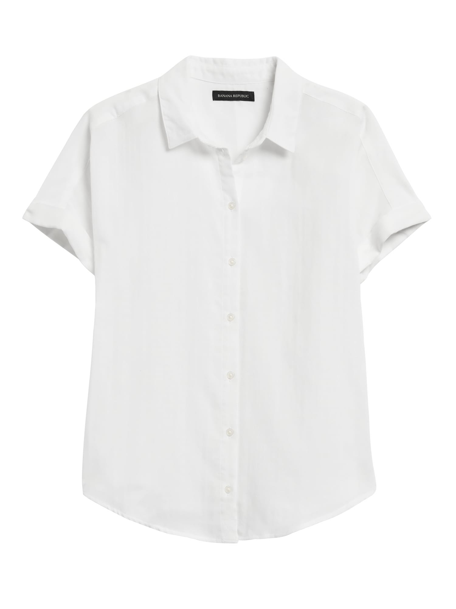 Petite Cotton Gauze Roll-Cuff Shirt