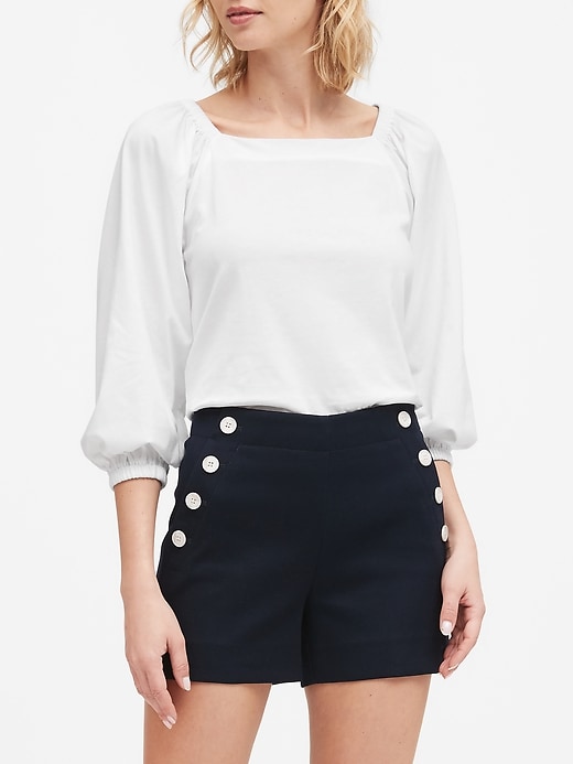 black and white peasant top