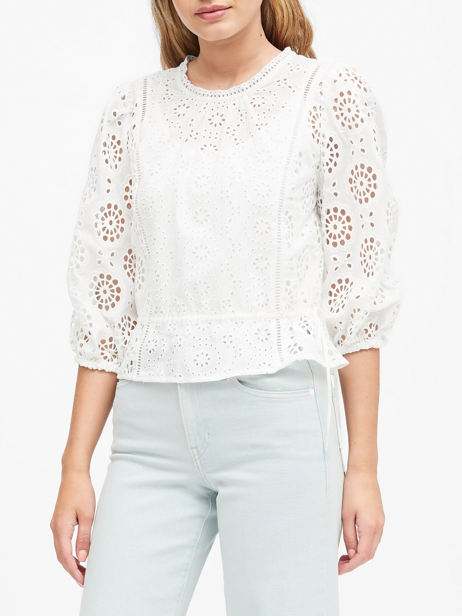 Unlined Eyelet Cropped Top