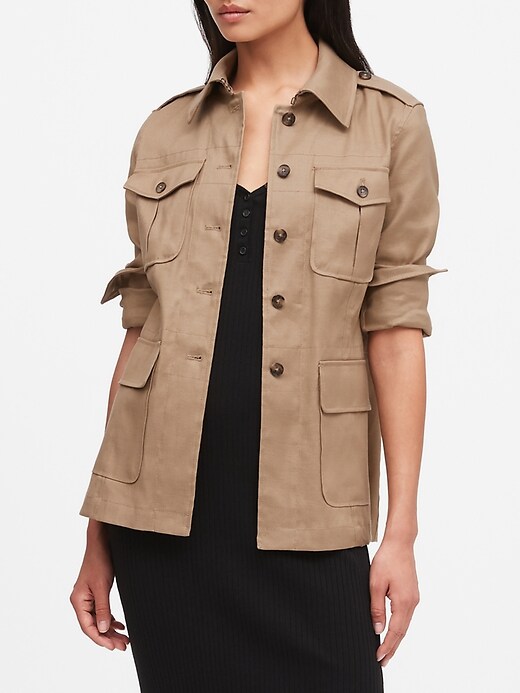 Petite Linen Cotton Safari Jacket