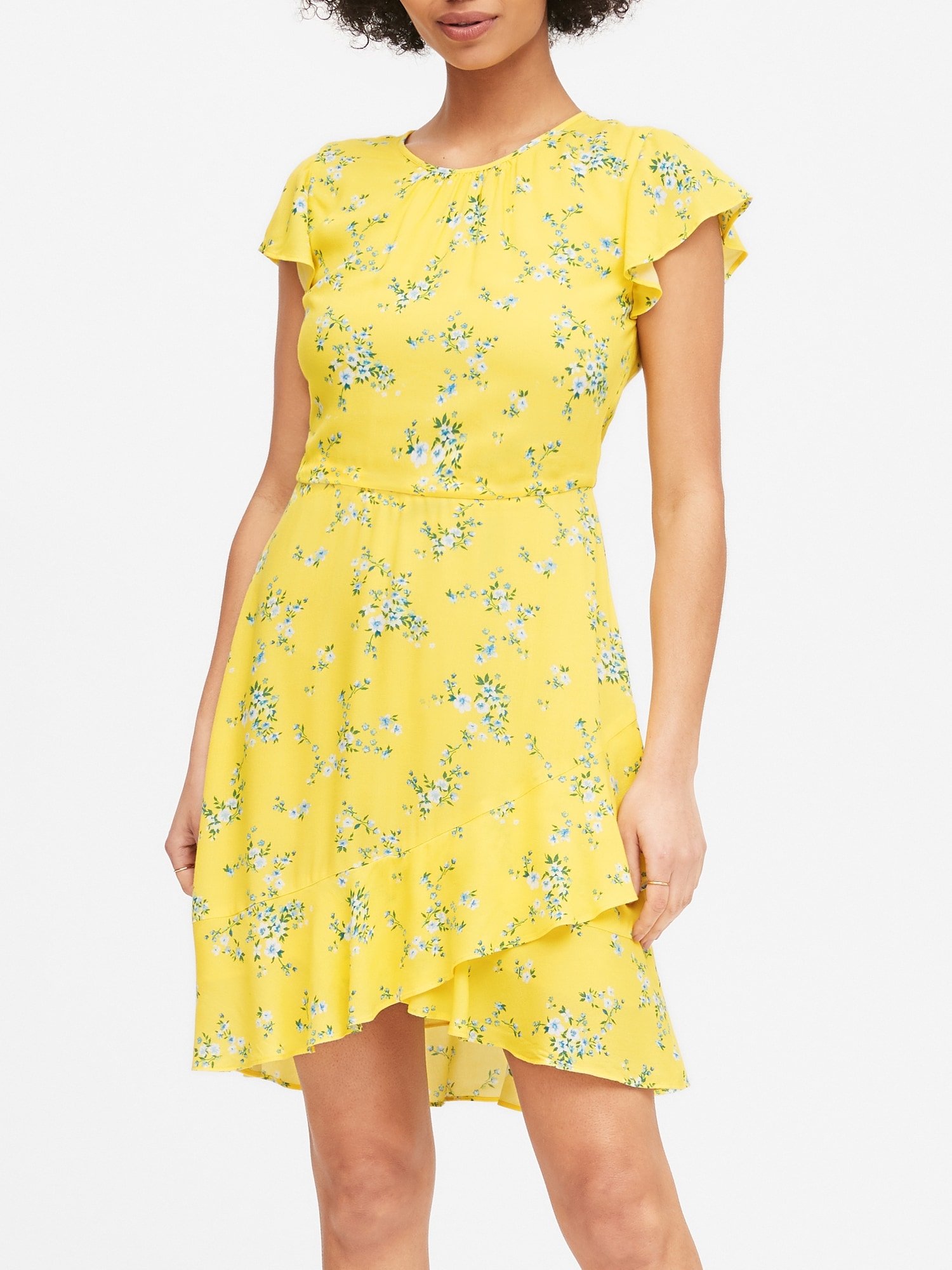 ECOVERO&#153 Flutter-Sleeve Mini Dress