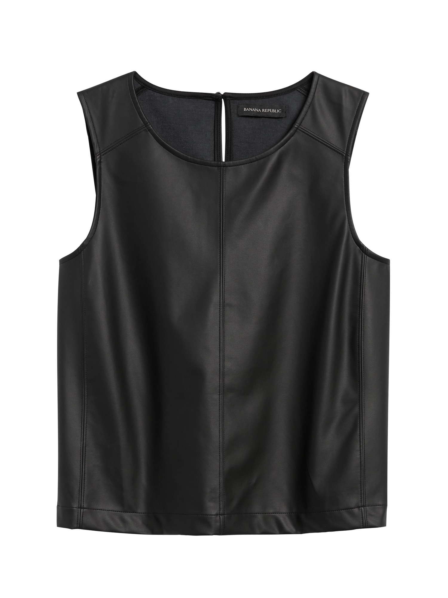 Petite Vegan Leather Cropped Shell