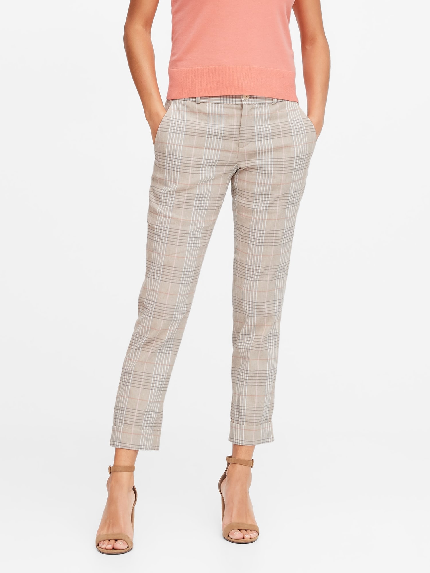 Petite Avery Straight-Fit Linen-Cotton Ankle Pant