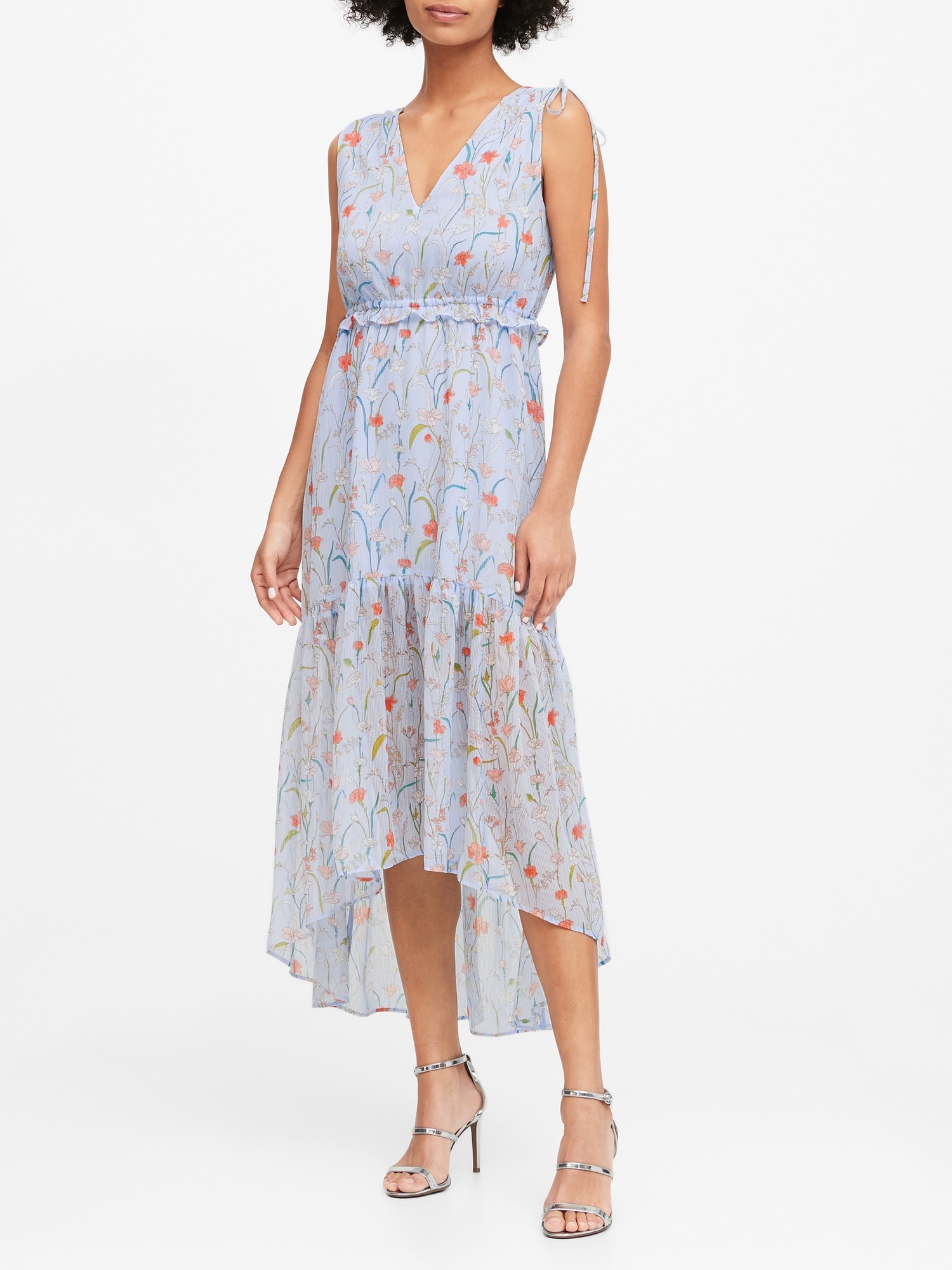 Petite Floral Ruched Maxi Dress