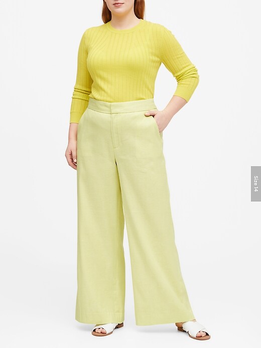 High-Rise Wide-Leg Linen-Cotton Pant