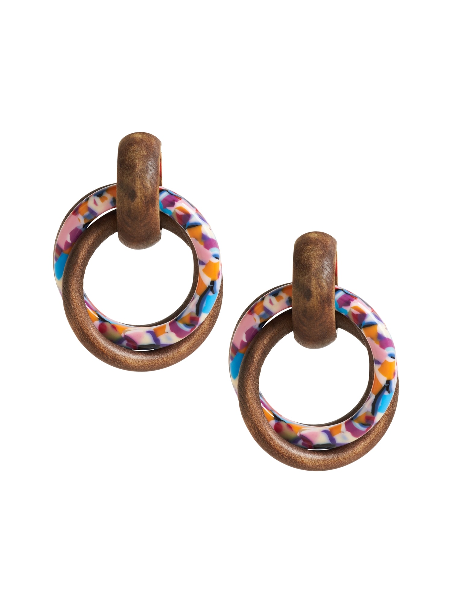 Wood & Acrylic Hoop Earrings