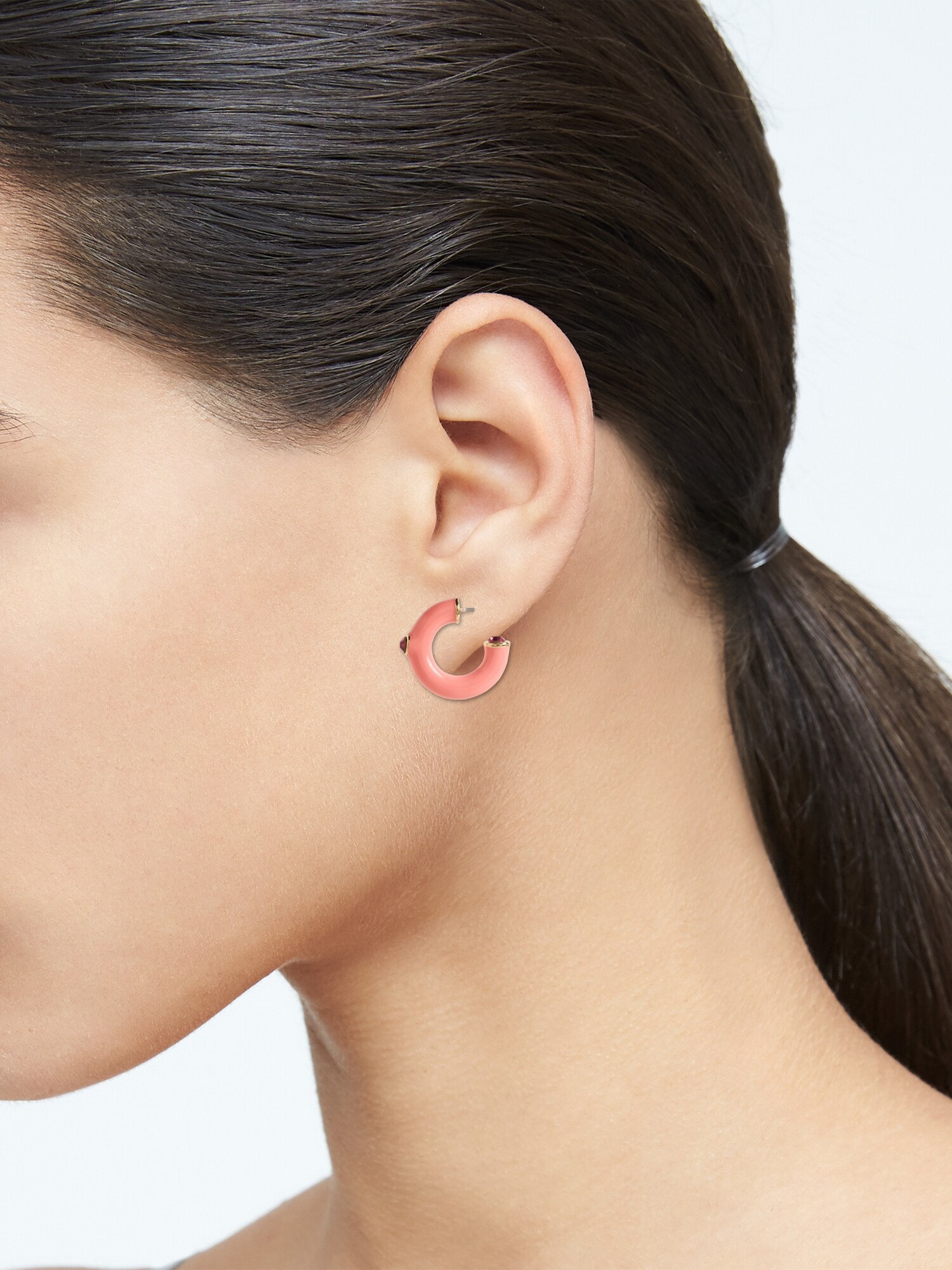 Pink Enamel Hoop Earrings