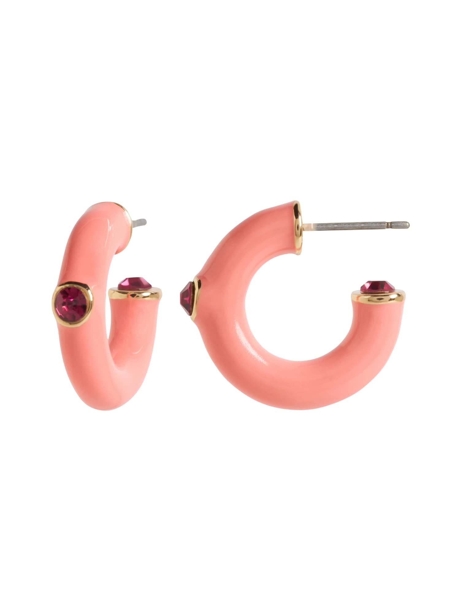 Pink Enamel Hoop Earrings