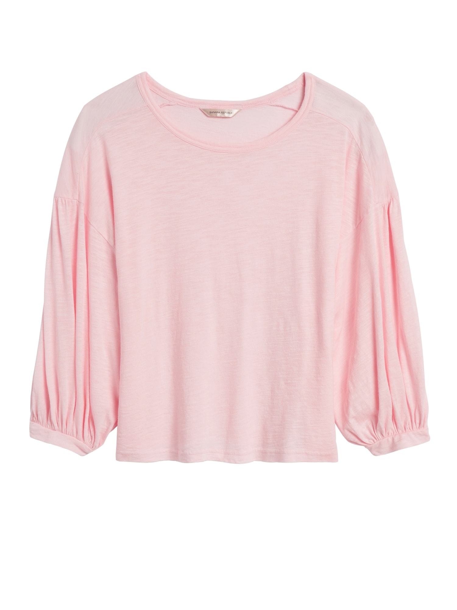 Petite Balloon-Sleeve Cropped Top