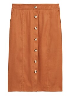 Linen-Cotton Pencil Skirt