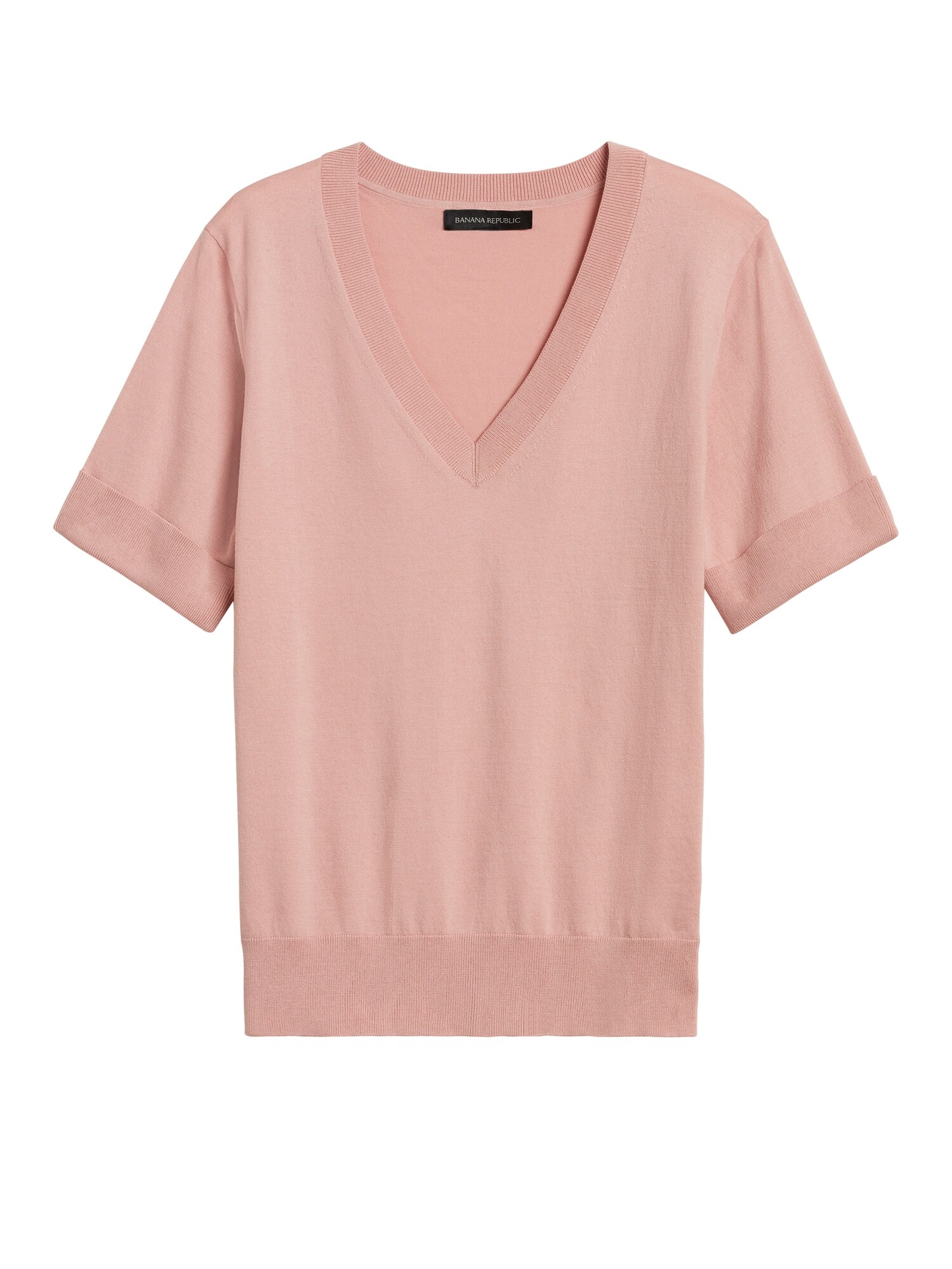 Pink short sales sleeve sweater