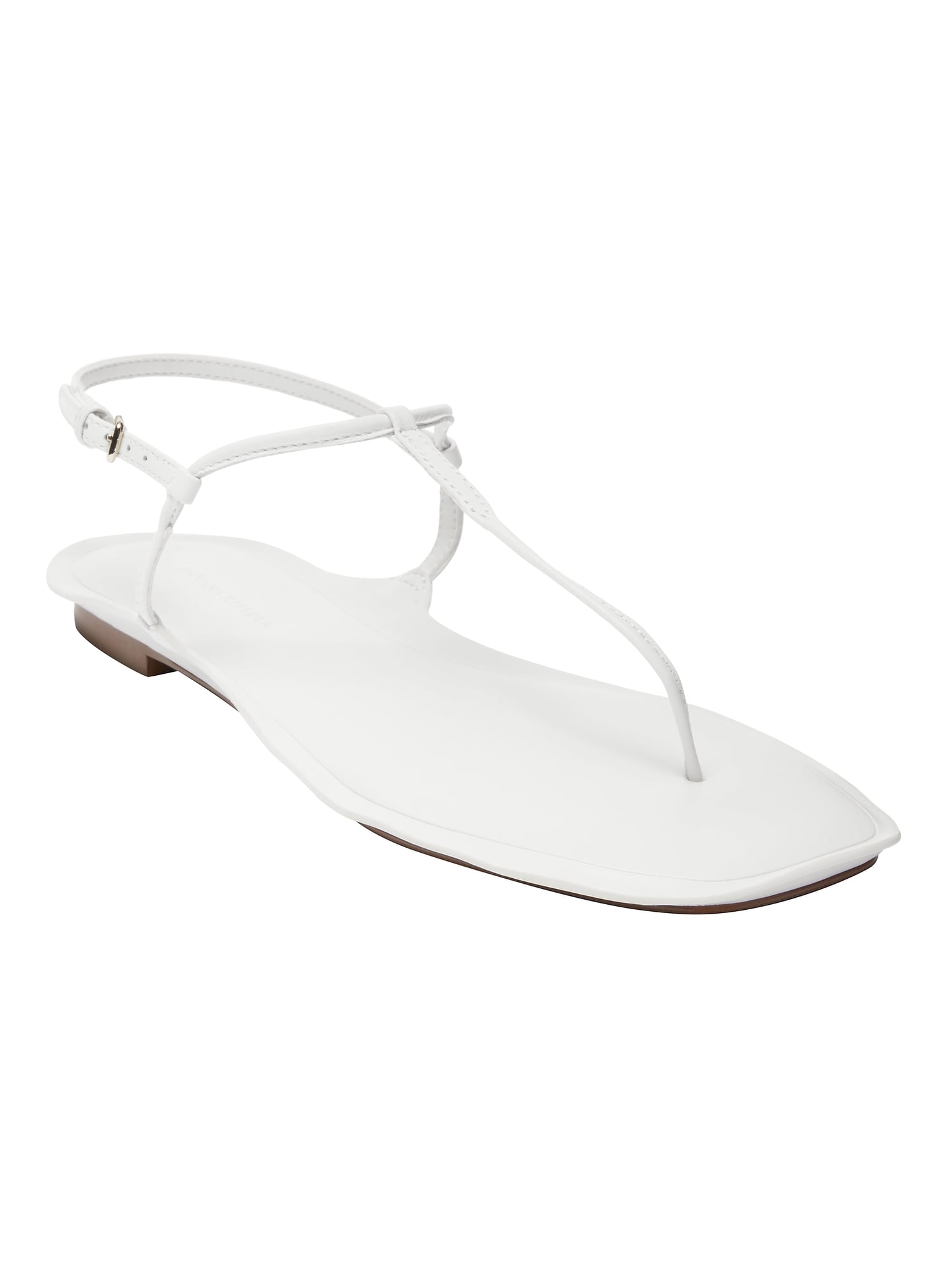 Leather Skinny T-Strap Thong Sandal