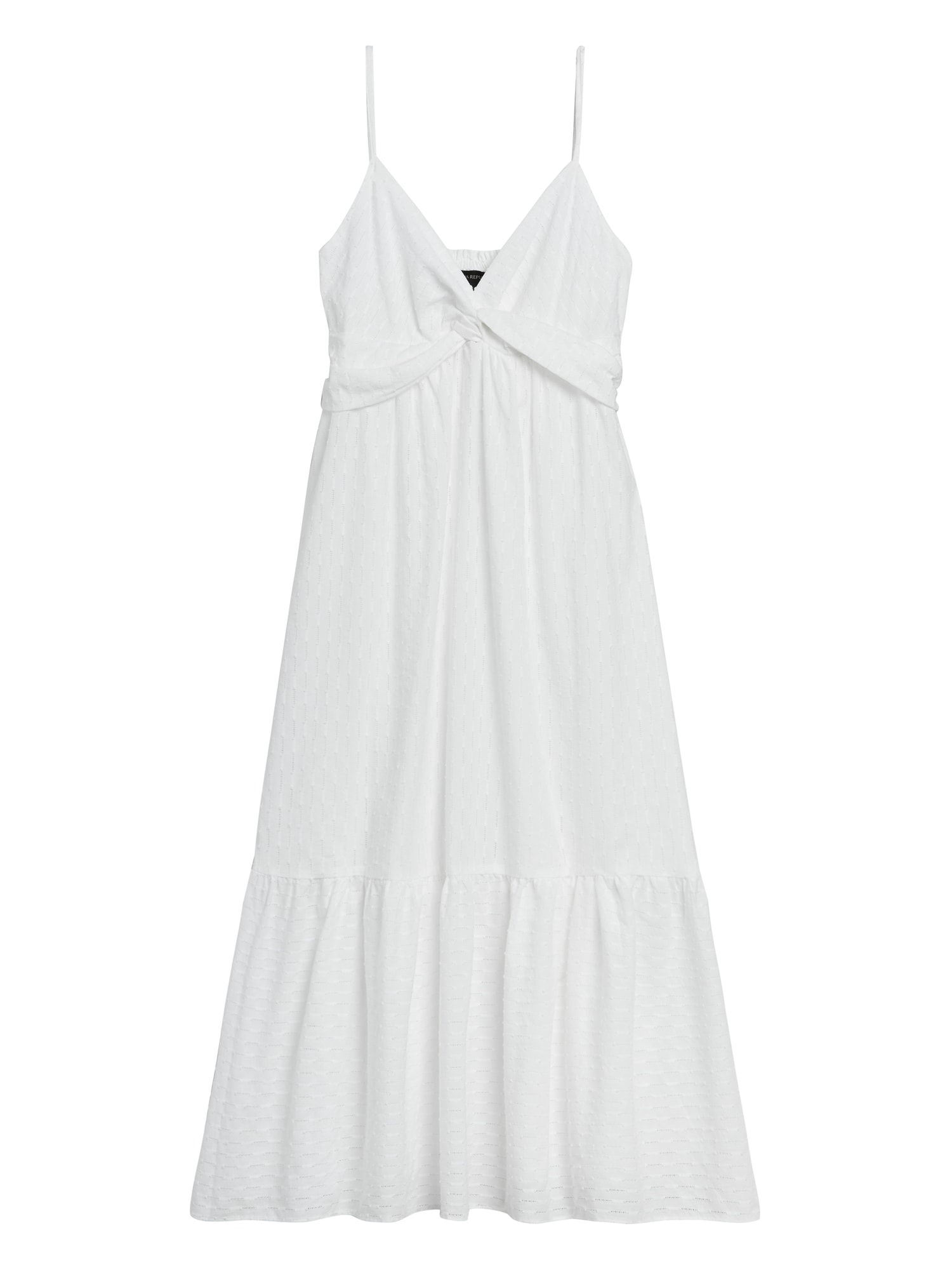 Petite Textured Cotton Twist-Front Midi Dress