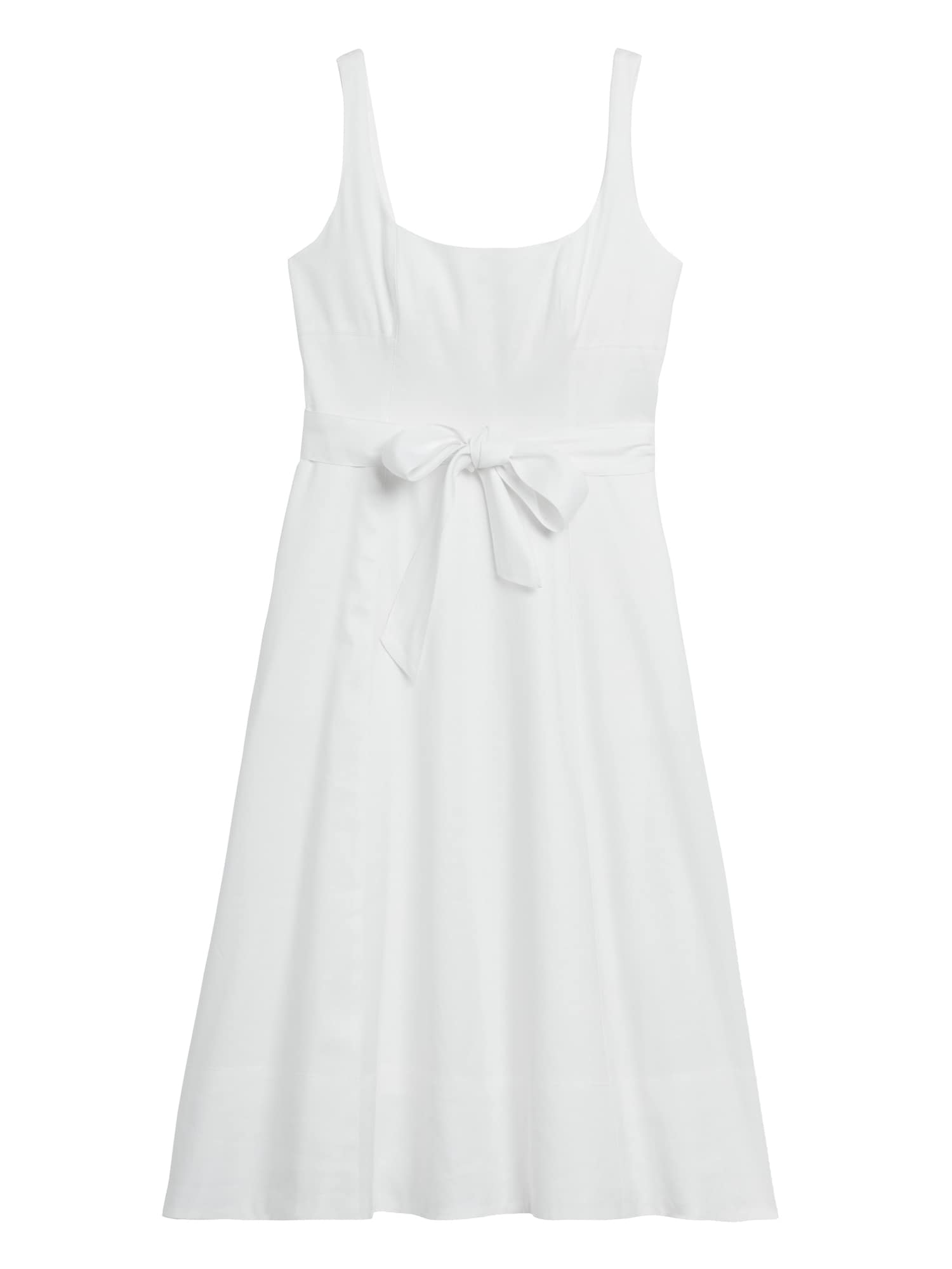 Petite Linen-Cotton Square-Neck Dress
