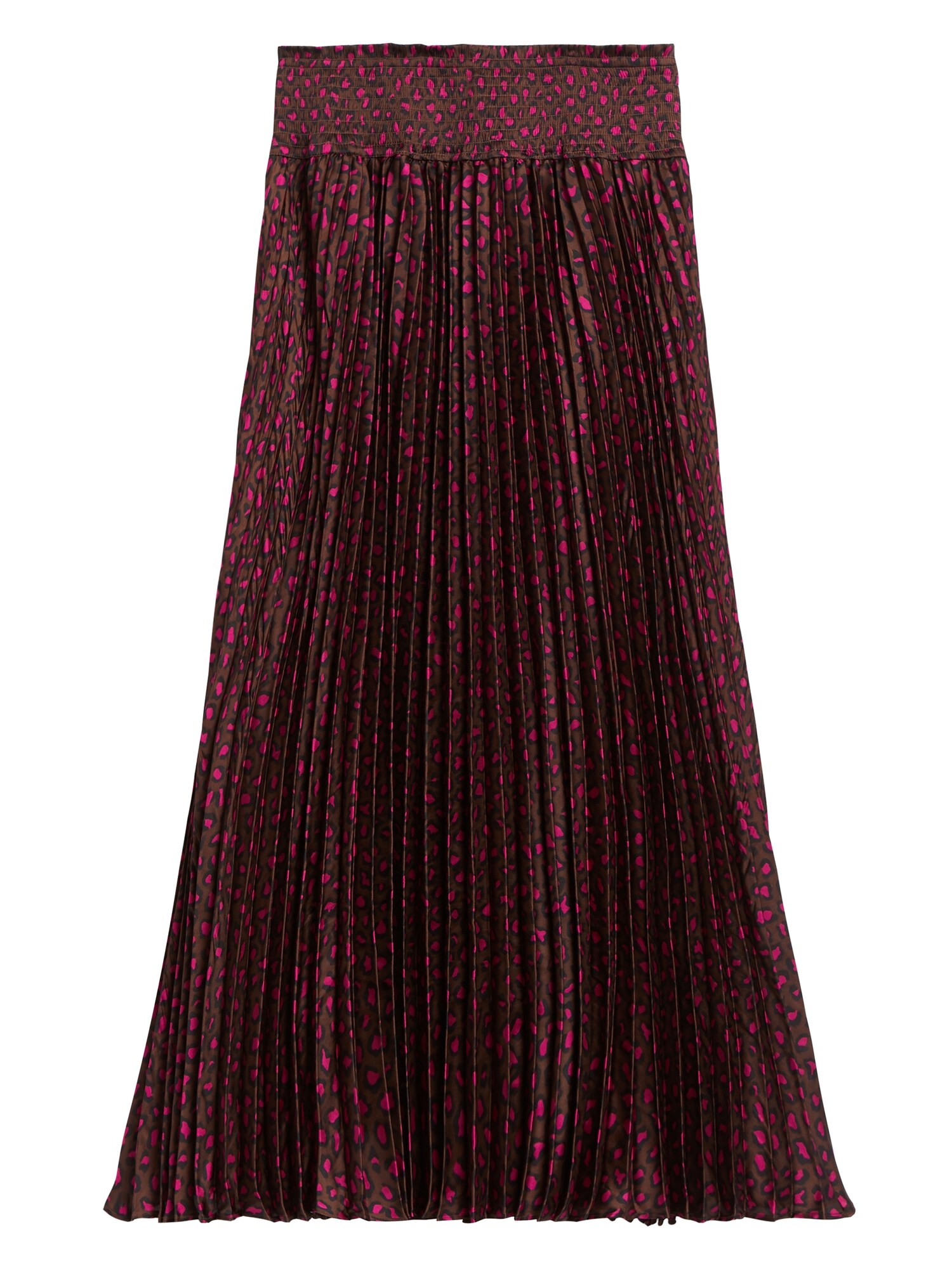 Floral Satin Pleated Midi Skirt
