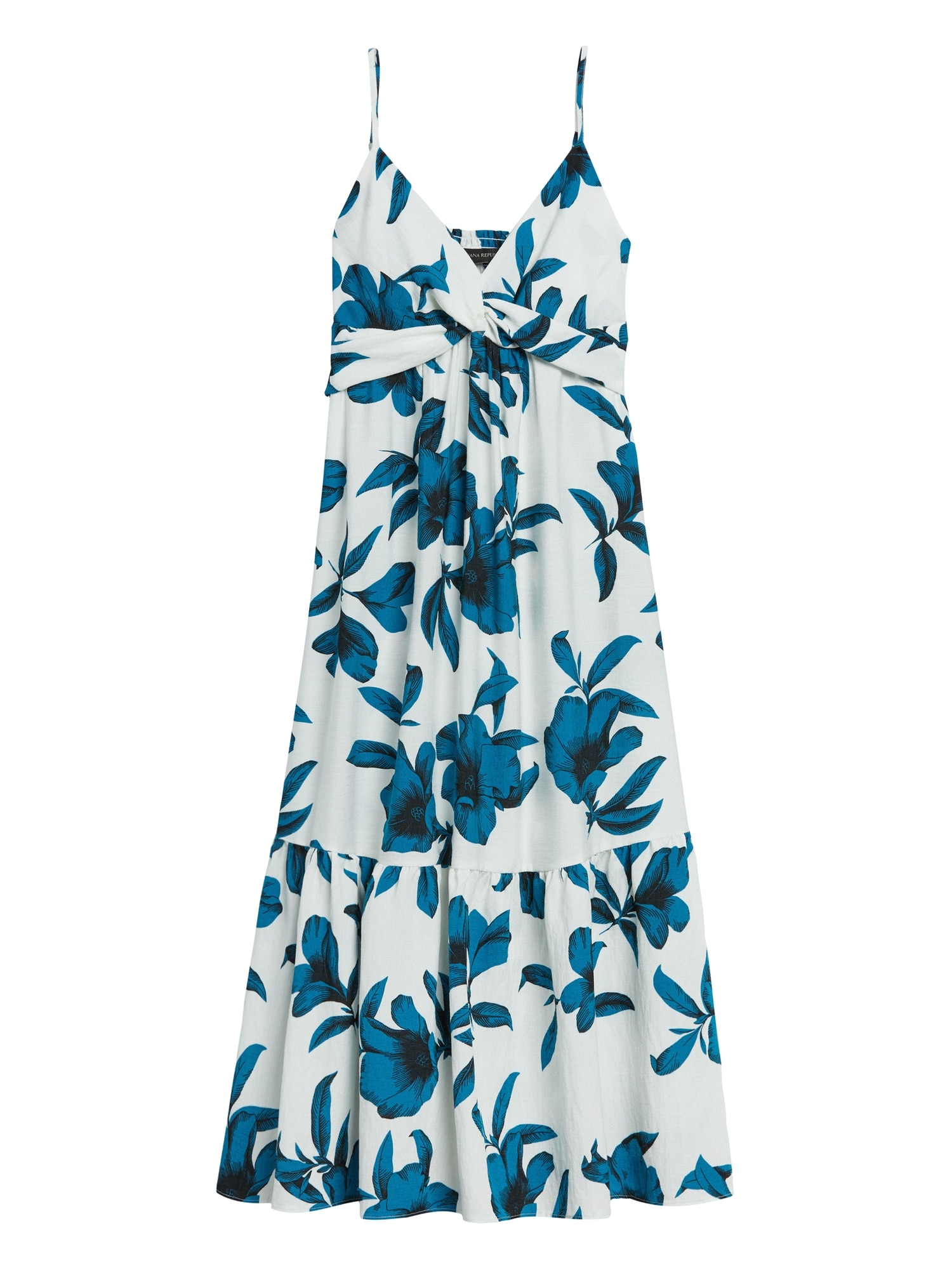 Floral Twist-Front Midi Dress