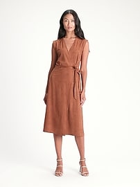 Vegan Suede Wrap Dress Banana Republic