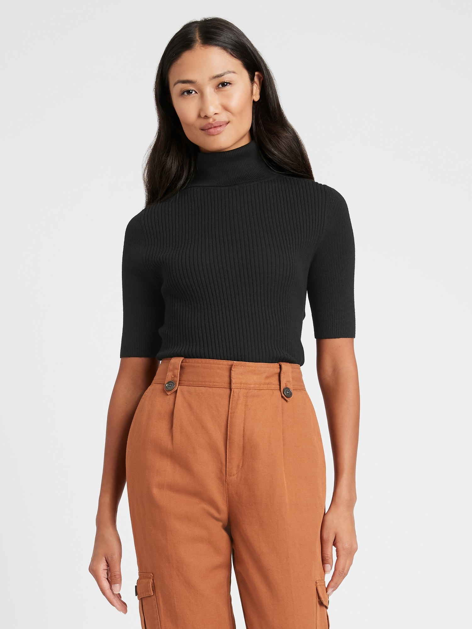 Fitted Turtleneck Sweater Top