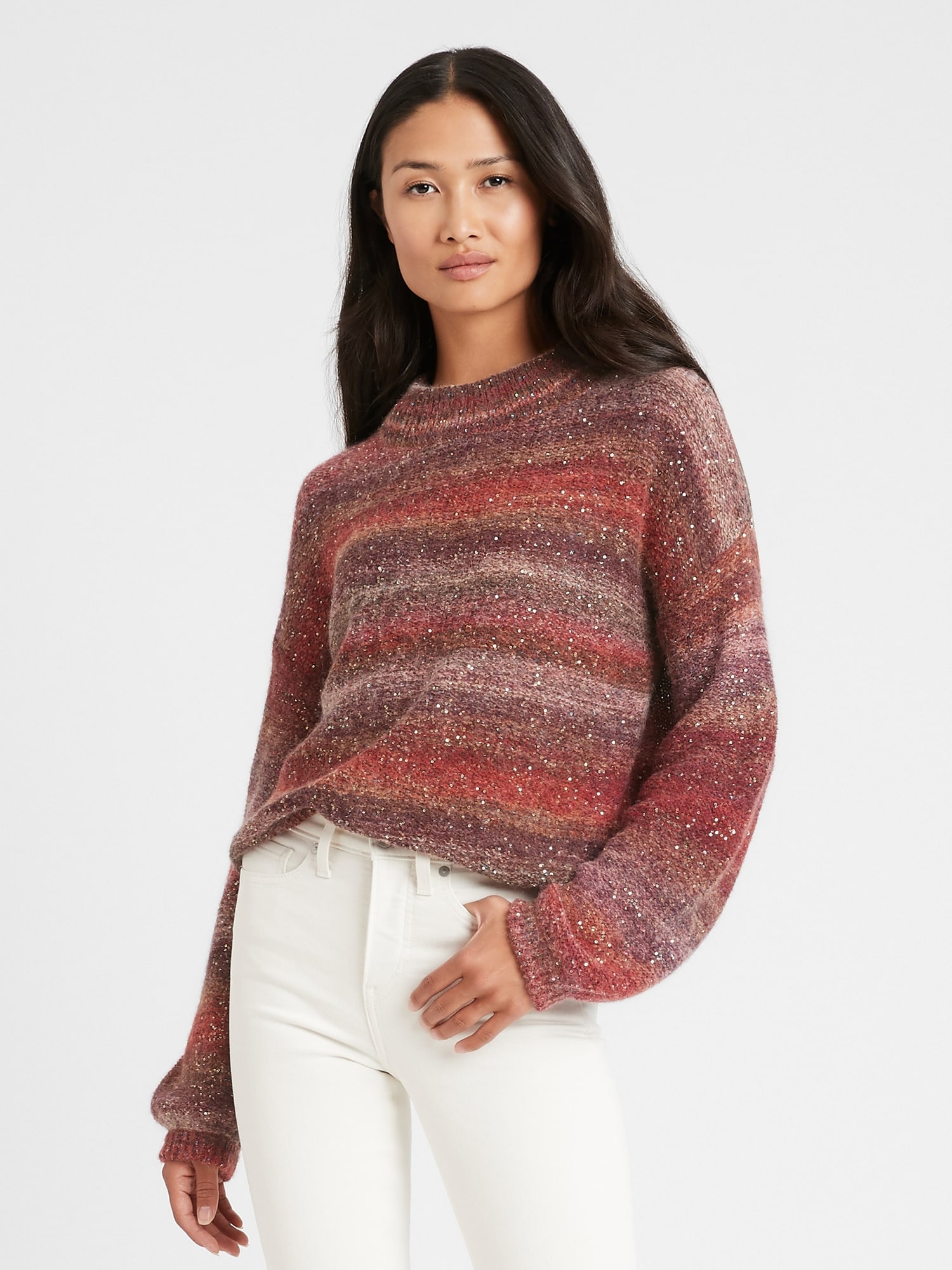 Ombré Sequin Cropped Sweater