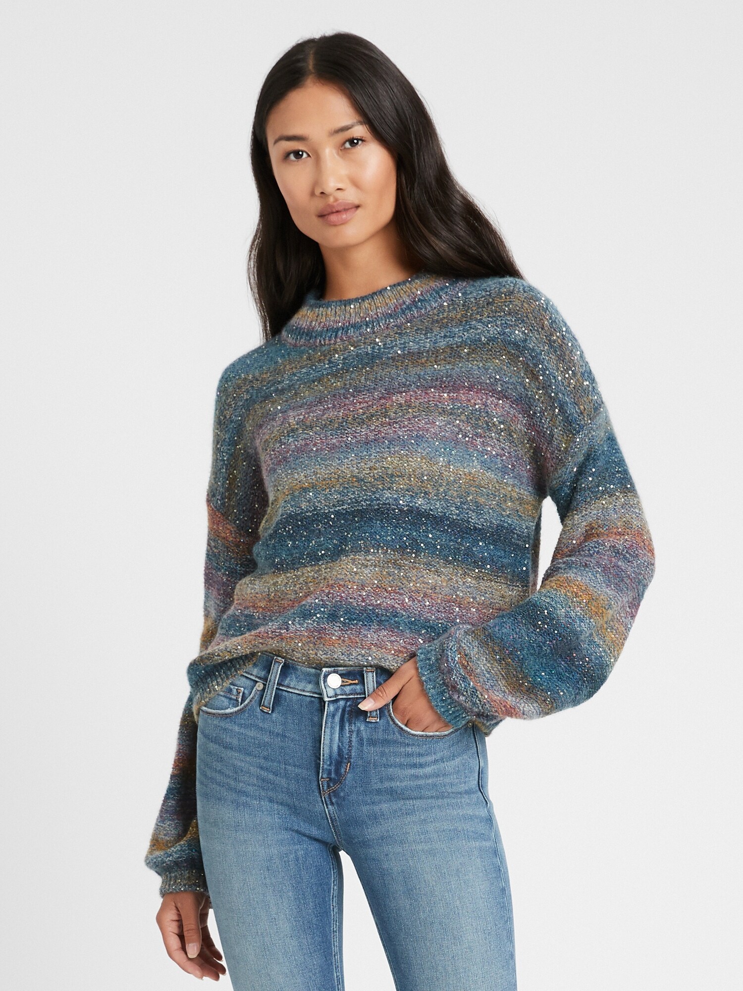 Ombré Sequin Cropped Sweater