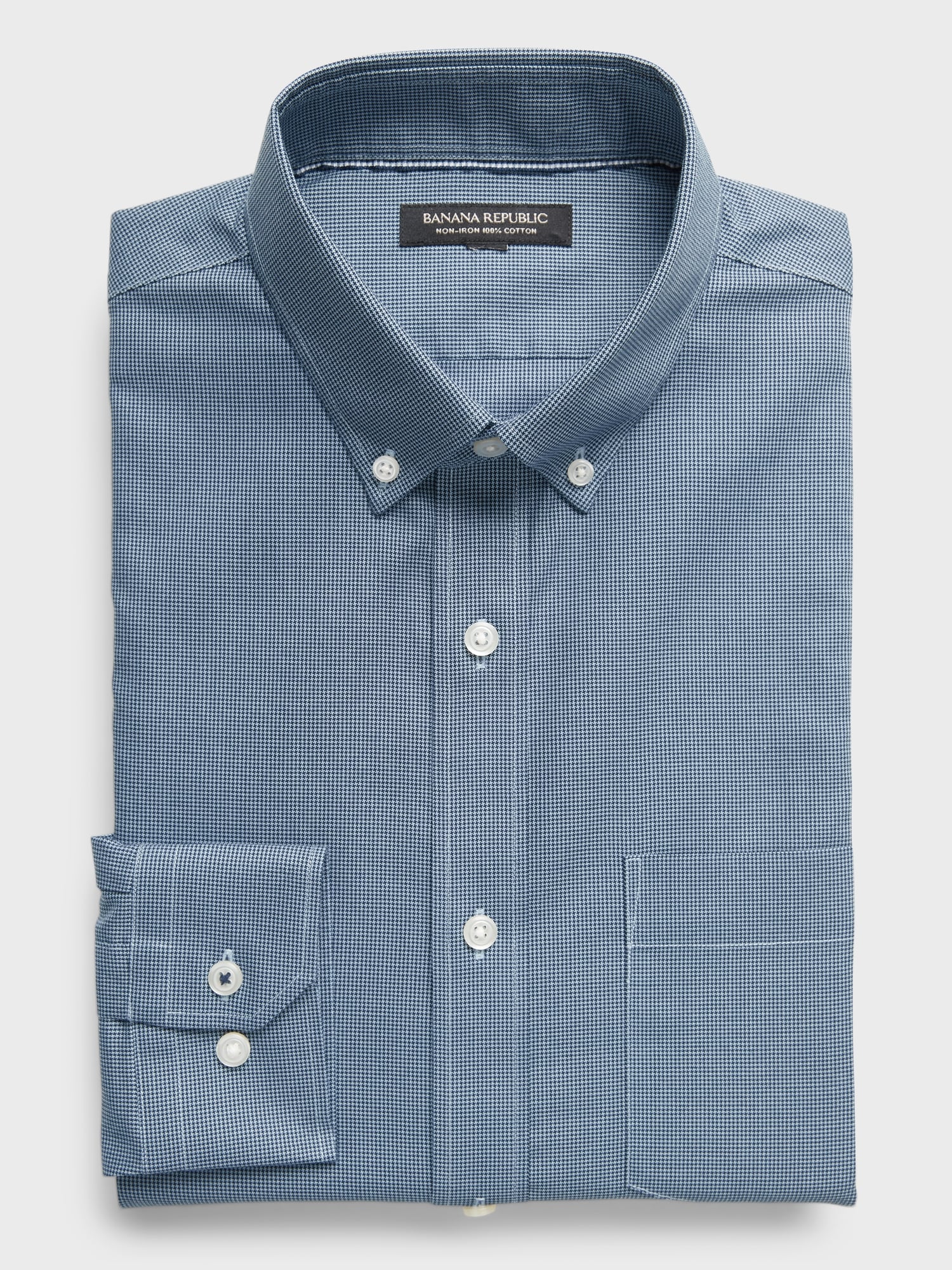 Chemise habillée à col boutonné, coupe standard, sans repassage